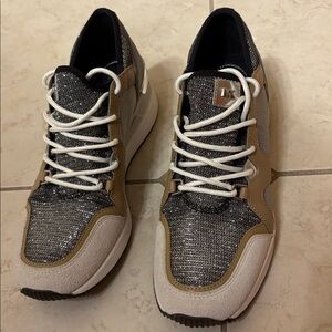 Michael Kors Black and Tan Women's Embellished Platform Sneakers